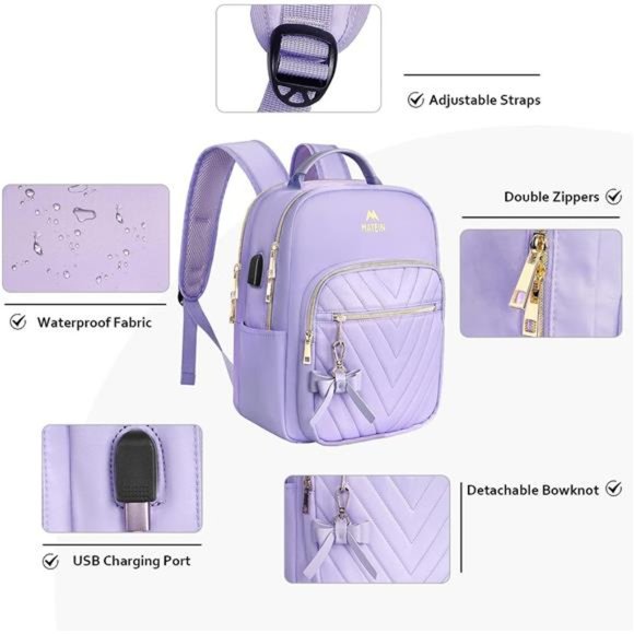 Womens Backpack Purse Fashion Cute Bowknot Mini Backpack Purse w USB Port main image 5